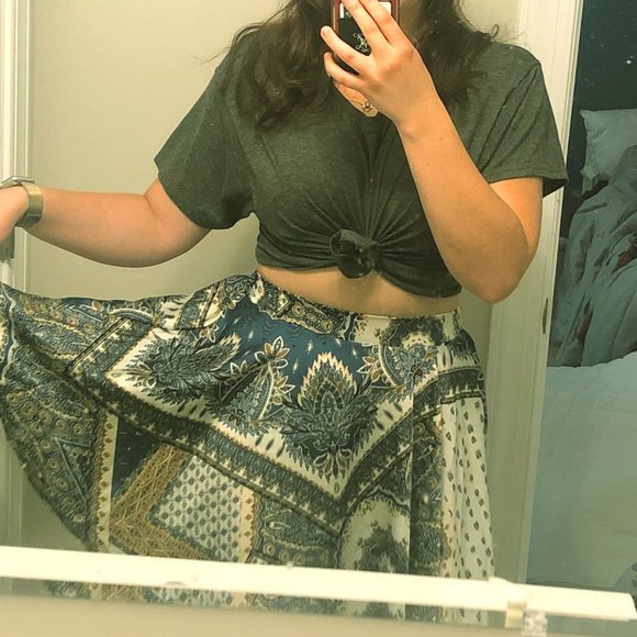 Blue patterned skater skirt - Picture 1 of 5
